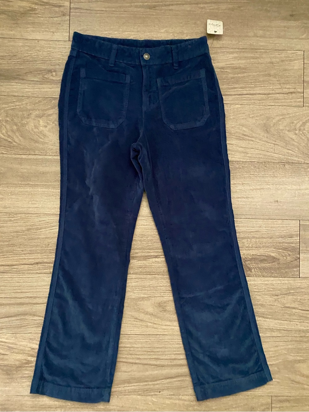 Free People Navy High Time Velvet Kick Flare Pants